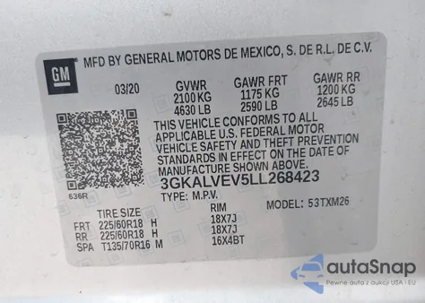 2020 GMC Terrain Awd Slt из США, поврежденный, VIN 3GKALVEV5LL268423